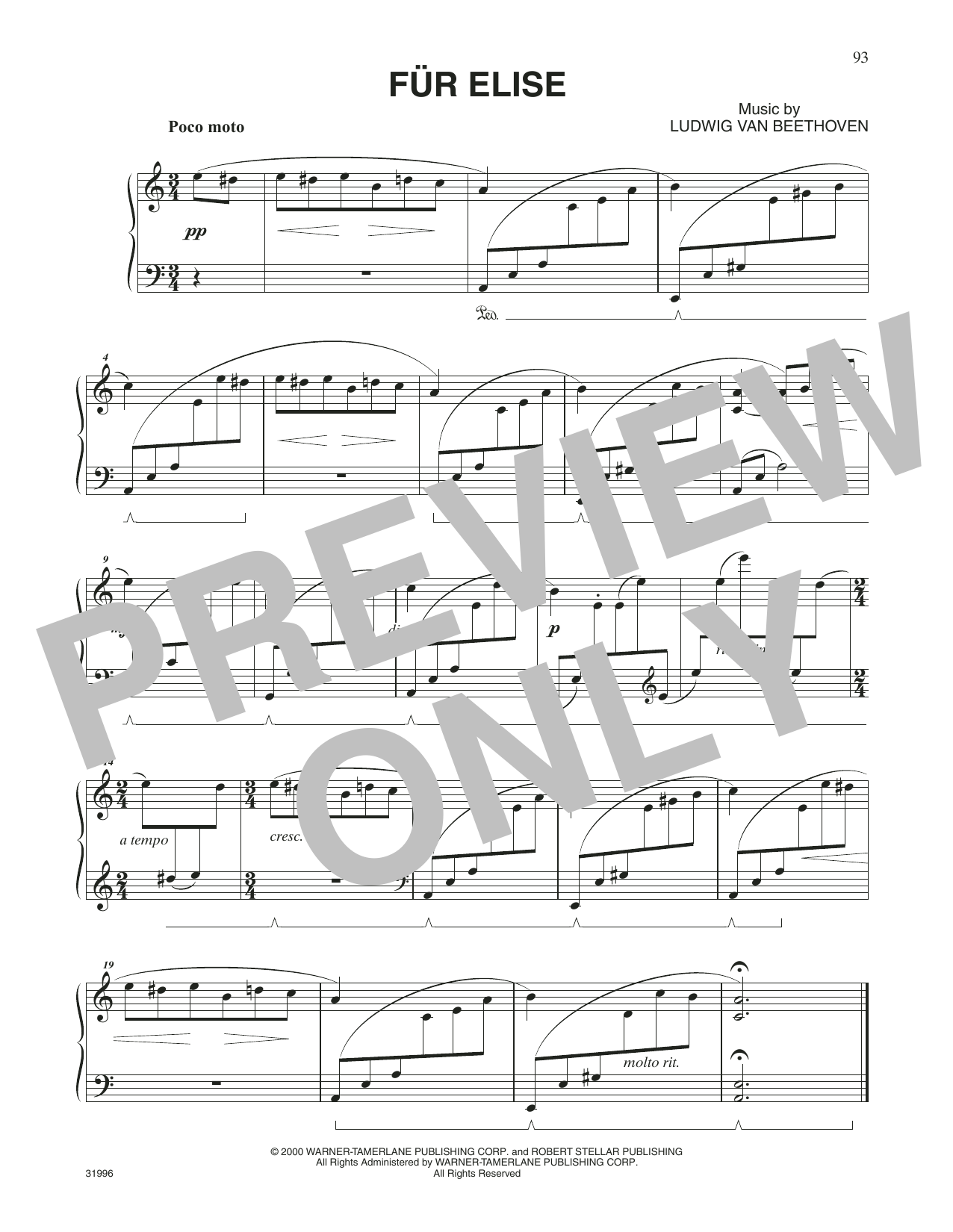 Trans-Siberian Orchestra Fur Elise sheet music notes and chords arranged for Piano Solo