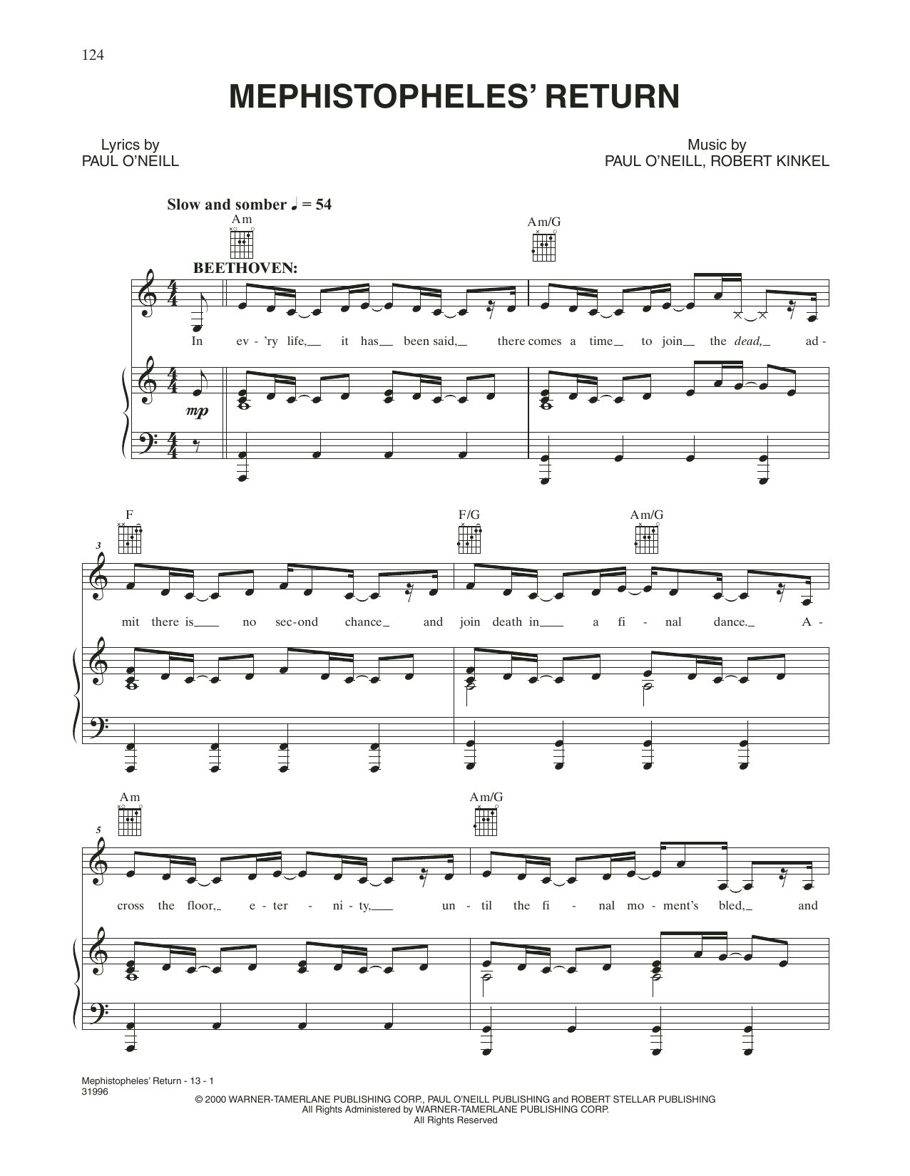 Trans-Siberian Orchestra Mephistopheles' Return sheet music notes and chords arranged for Piano, Vocal & Guitar Chords (Right-Hand Melody)