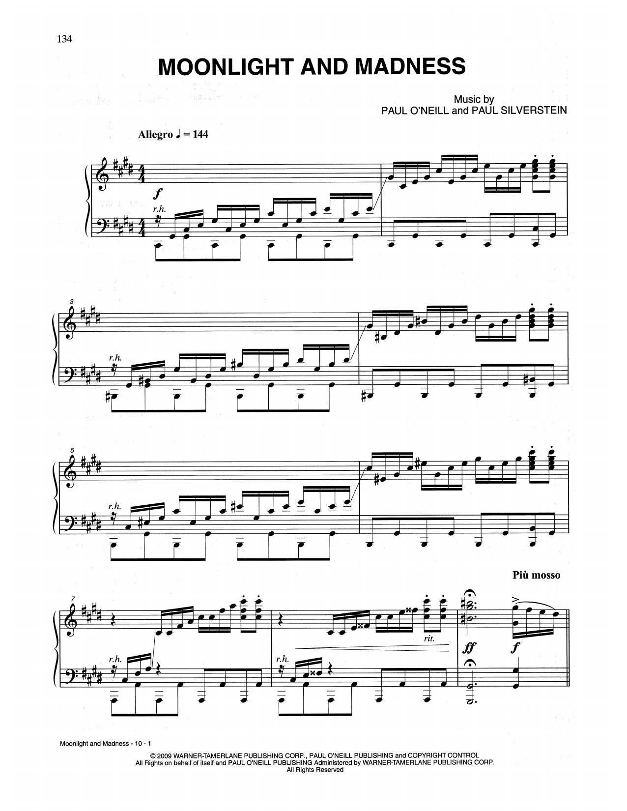Trans-Siberian Orchestra Moonlight And Madness sheet music notes and chords arranged for Piano Solo
