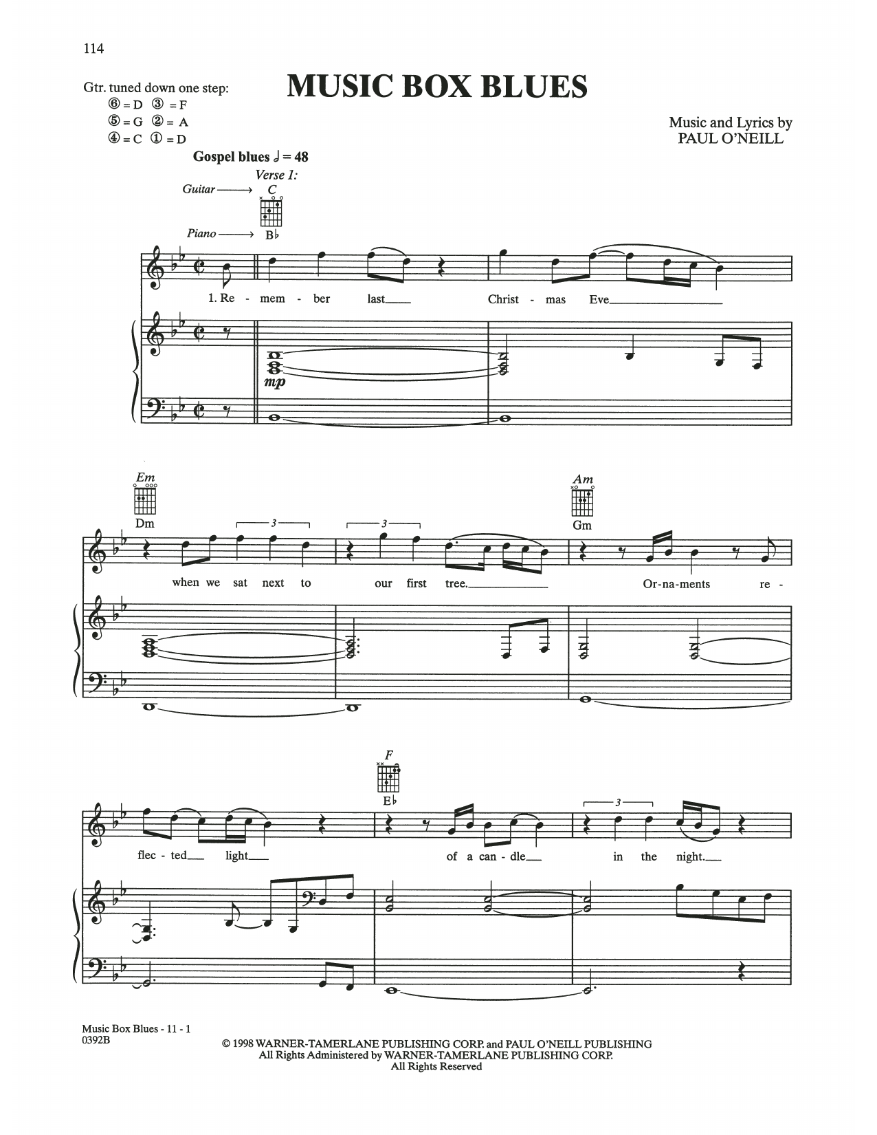 Trans-Siberian Orchestra Music Box Blues sheet music notes and chords arranged for Piano, Vocal & Guitar Chords (Right-Hand Melody)