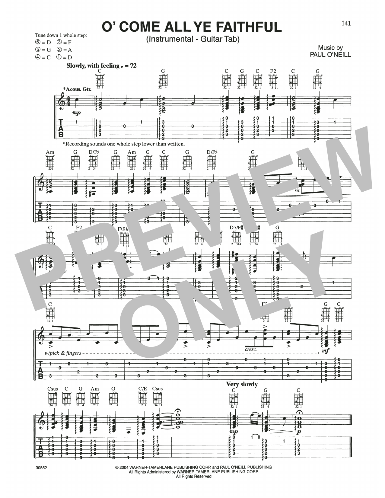 Trans-Siberian Orchestra O' Come All Ye Faithful sheet music notes and chords arranged for Guitar Tab