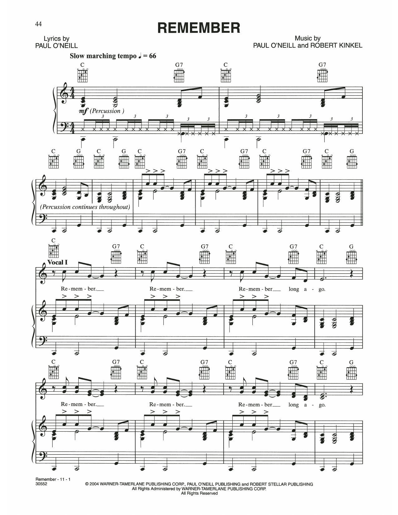Trans-Siberian Orchestra Remember sheet music notes and chords arranged for Piano, Vocal & Guitar Chords (Right-Hand Melody)