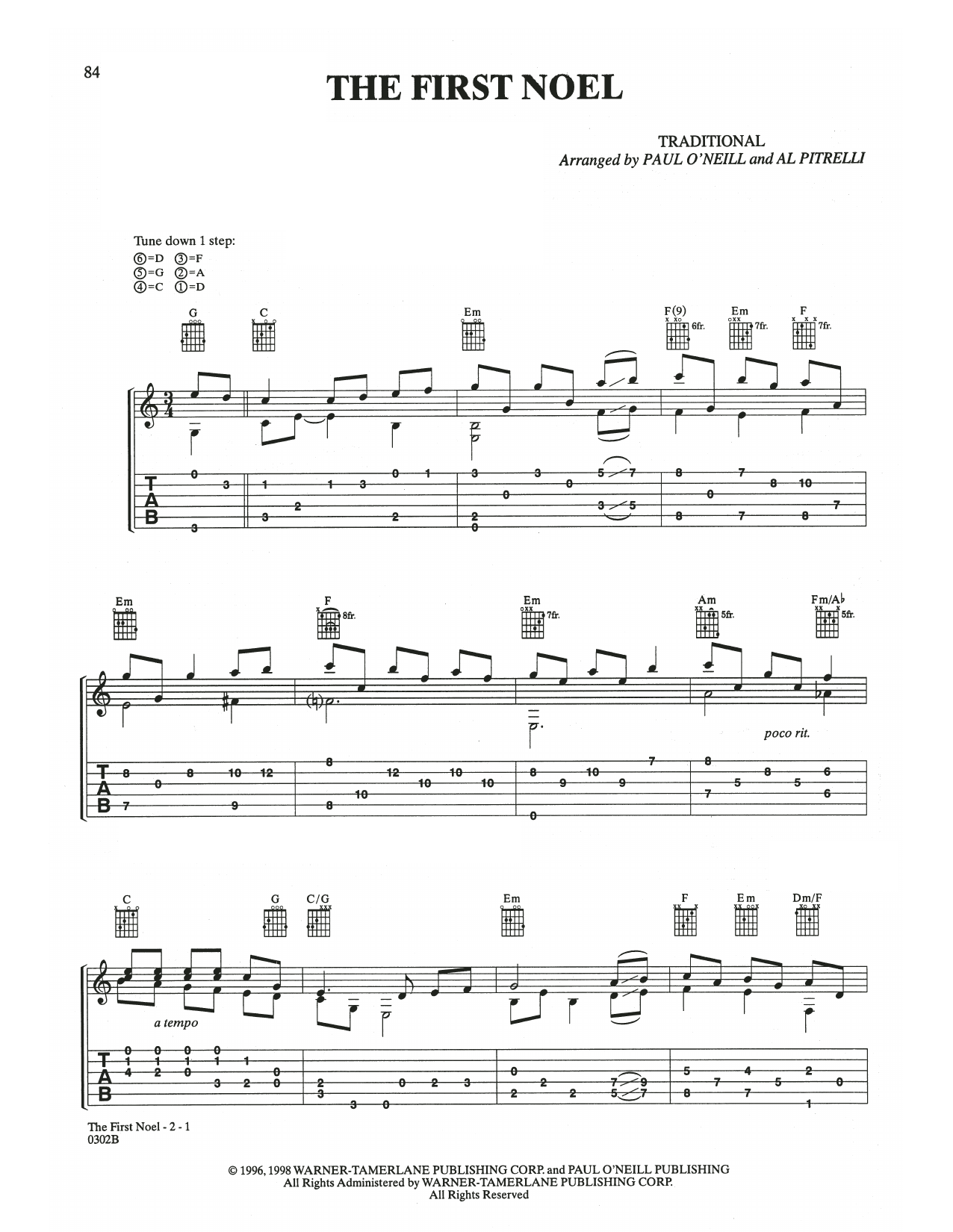 Trans-Siberian Orchestra The First Noel sheet music notes and chords arranged for Guitar Tab