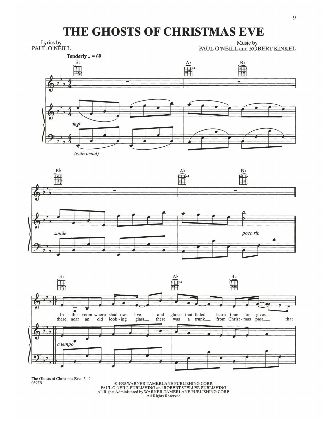 Trans-Siberian Orchestra The Ghosts Of Christmas Eve sheet music notes and chords arranged for Piano, Vocal & Guitar Chords (Right-Hand Melody)