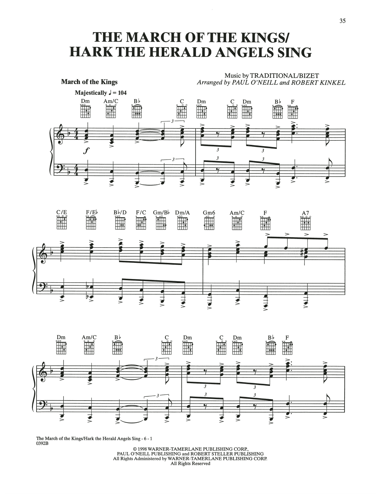 Trans-Siberian Orchestra The March Of The Kings / Hark The Herald Angels Sing sheet music notes and chords arranged for Piano Solo