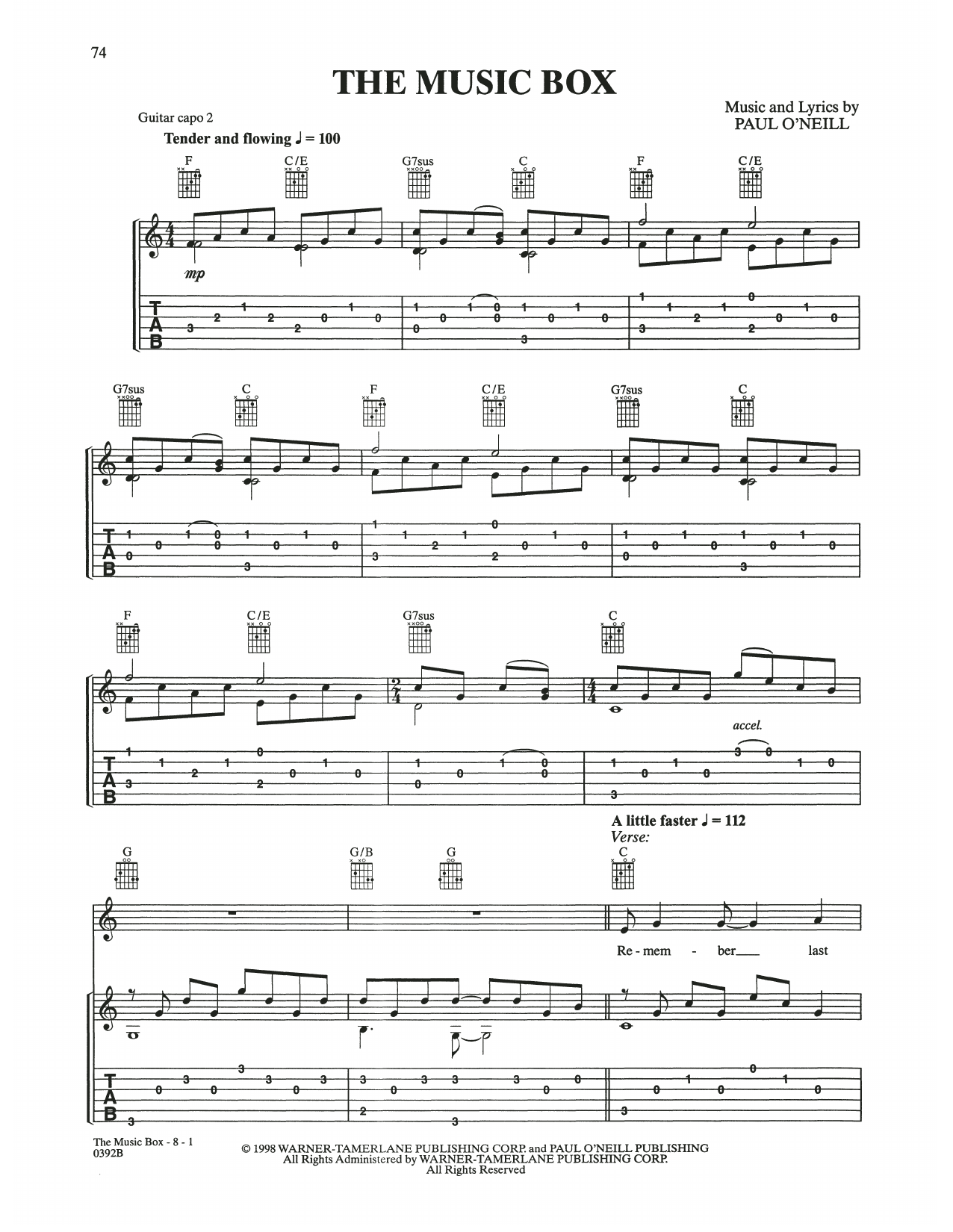 Trans-Siberian Orchestra The Music Box sheet music notes and chords arranged for Guitar Tab
