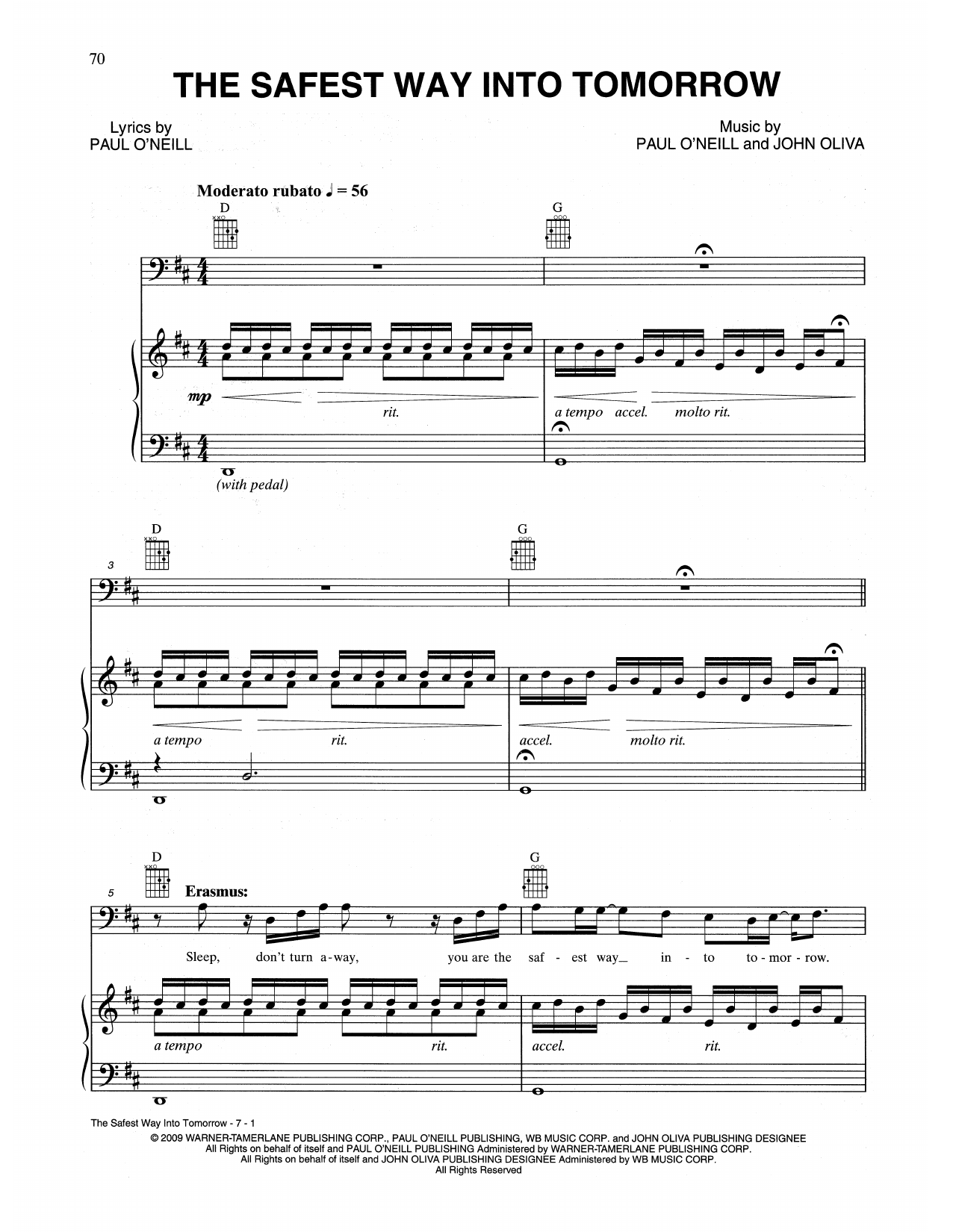 Trans-Siberian Orchestra The Safest Way Into Tomorrow sheet music notes and chords arranged for Piano, Vocal & Guitar Chords (Right-Hand Melody)