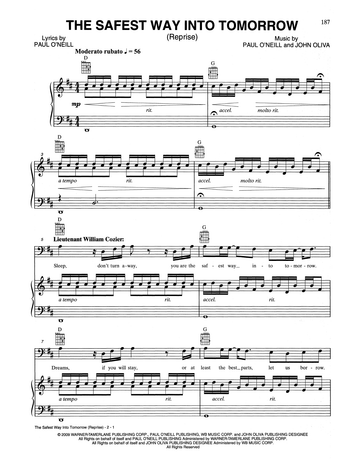 Trans-Siberian Orchestra The Safest Way Into Tomorrow (Reprise) sheet music notes and chords arranged for Piano, Vocal & Guitar Chords (Right-Hand Melody)