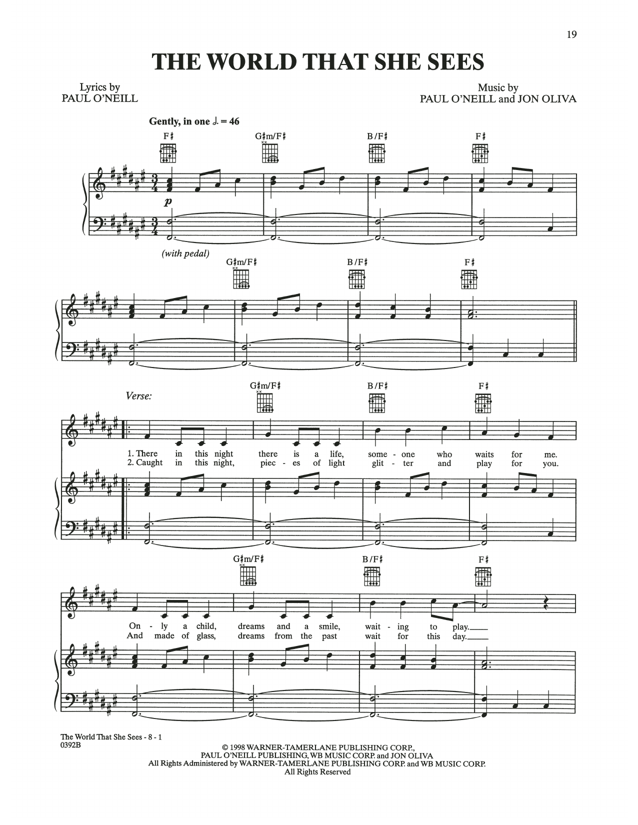 Trans-Siberian Orchestra The World That She Sees sheet music notes and chords arranged for Piano, Vocal & Guitar Chords (Right-Hand Melody)