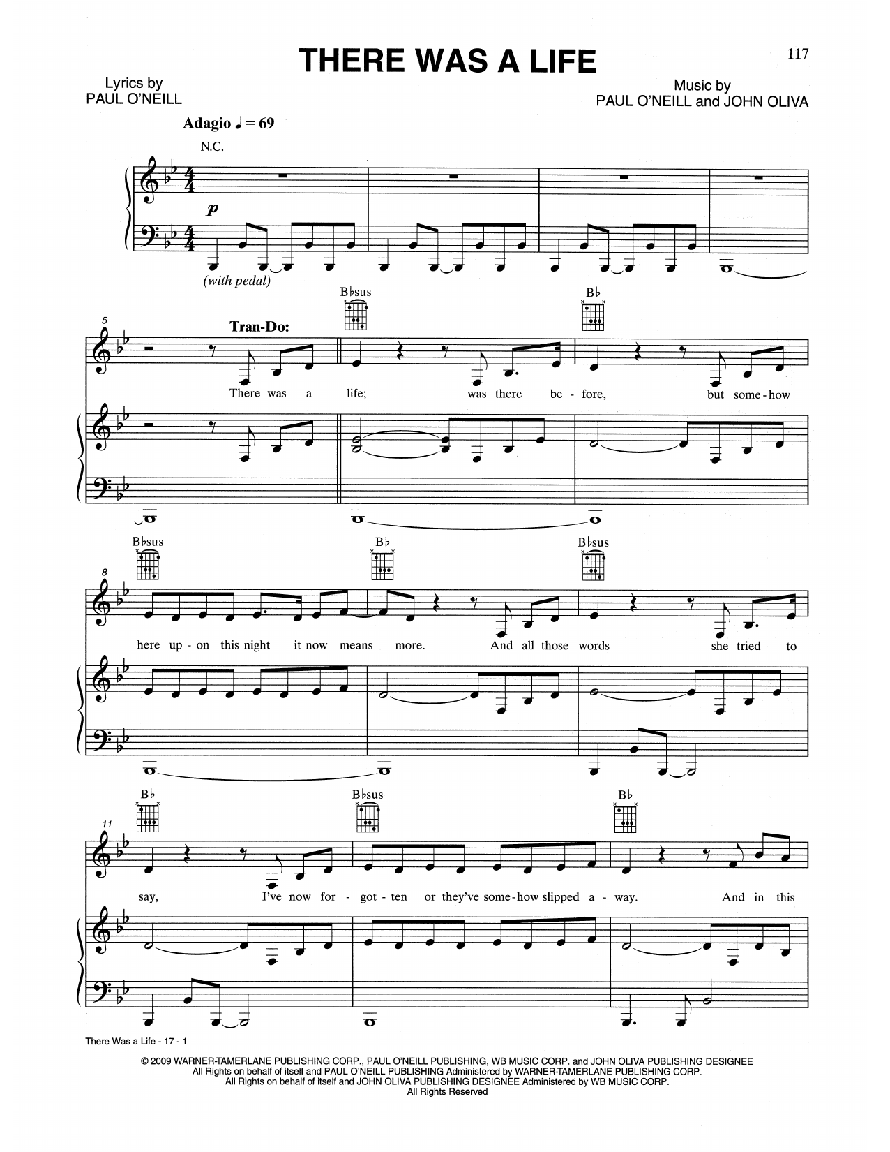 Trans-Siberian Orchestra There Was A Life sheet music notes and chords arranged for Piano, Vocal & Guitar Chords (Right-Hand Melody)