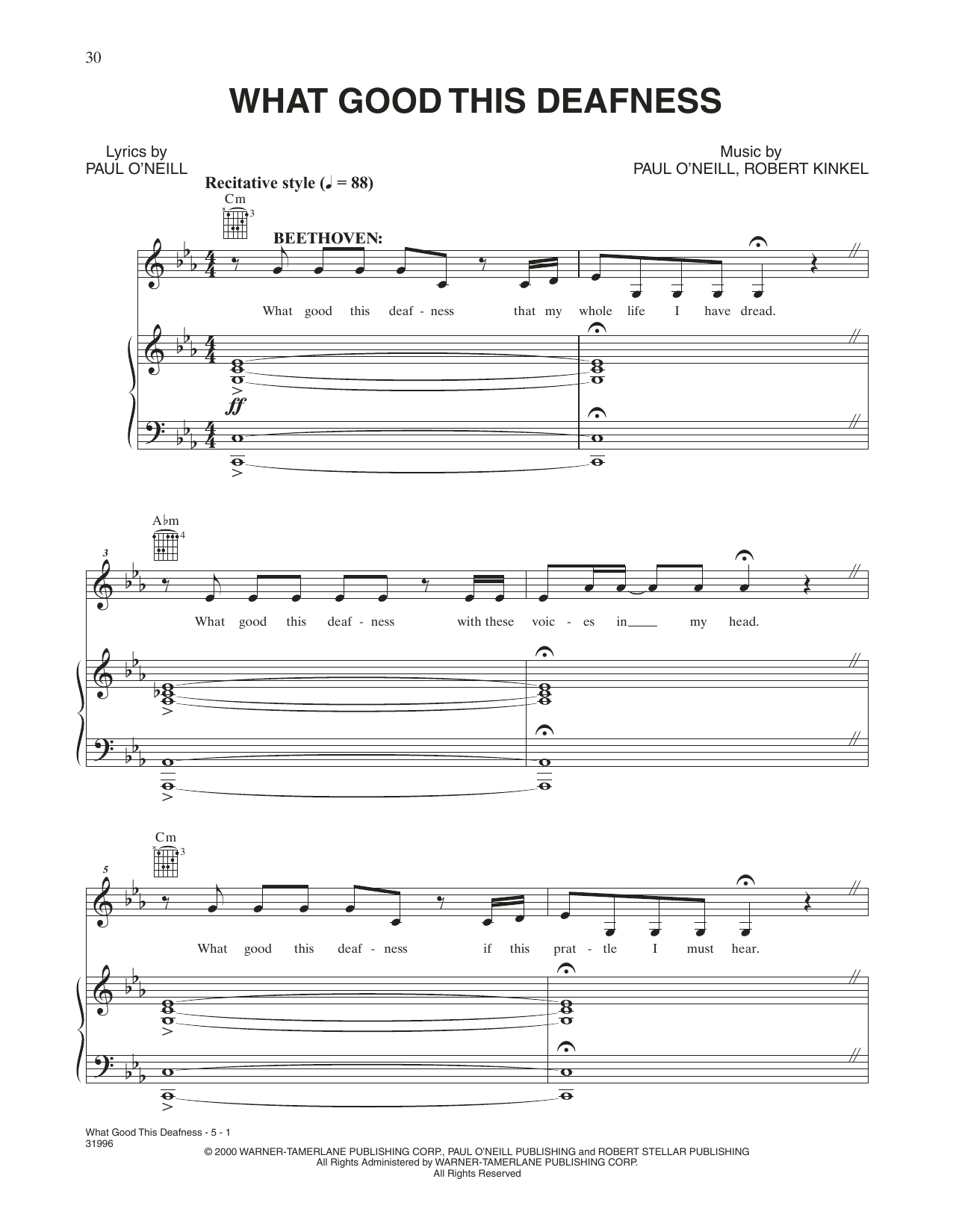 Trans-Siberian Orchestra What Good This Deafness sheet music notes and chords arranged for Piano, Vocal & Guitar Chords (Right-Hand Melody)
