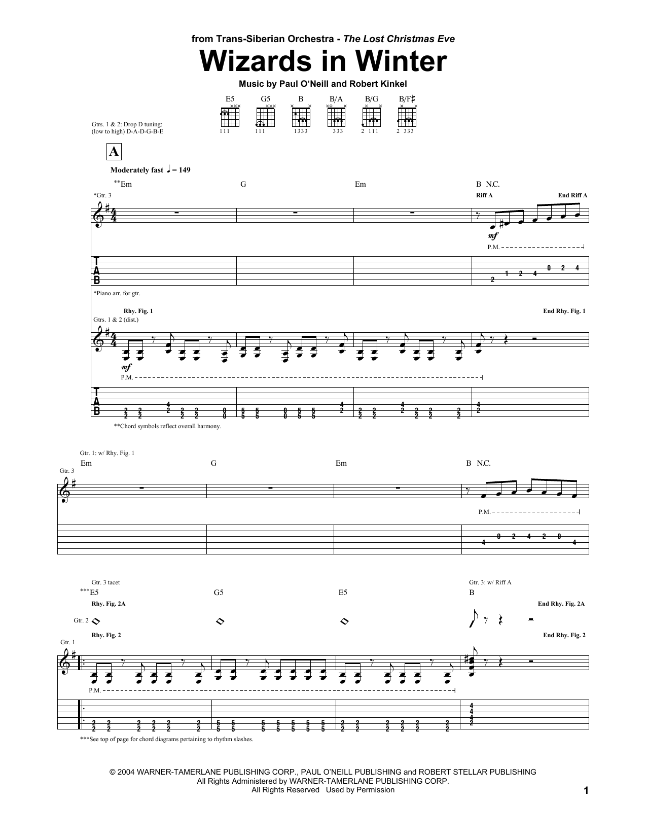 Trans-Siberian Orchestra Wizards In Winter sheet music notes and chords arranged for Piano Solo