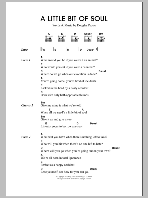 Travis A Little Bit Of Soul sheet music notes and chords arranged for Guitar Chords/Lyrics