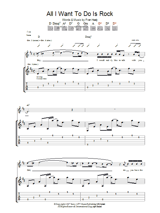 Travis All I Want To Do Is Rock sheet music notes and chords arranged for Guitar Chords/Lyrics
