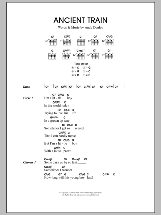 Travis Ancient Train sheet music notes and chords arranged for Guitar Chords/Lyrics