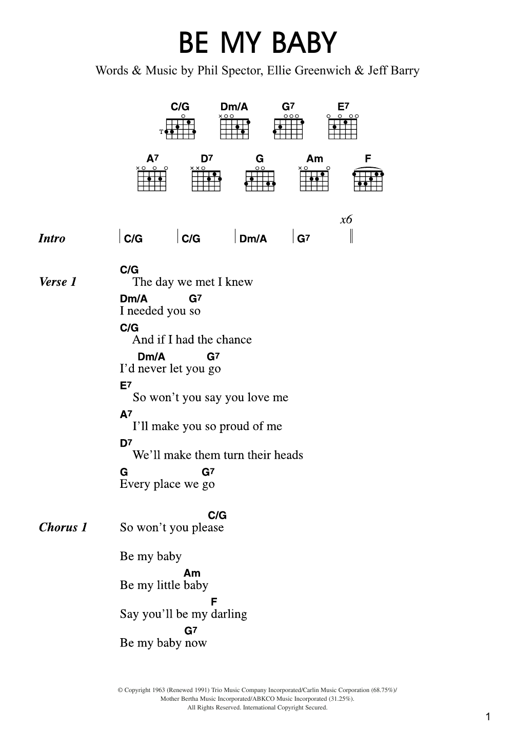 Travis Be My Baby sheet music notes and chords arranged for Guitar Chords/Lyrics