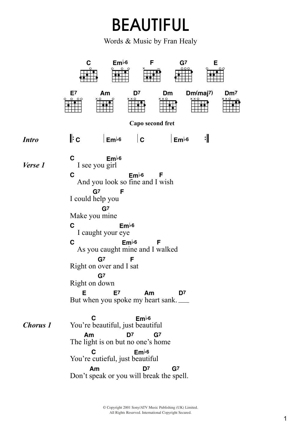 Travis Beautiful sheet music notes and chords arranged for Guitar Chords/Lyrics