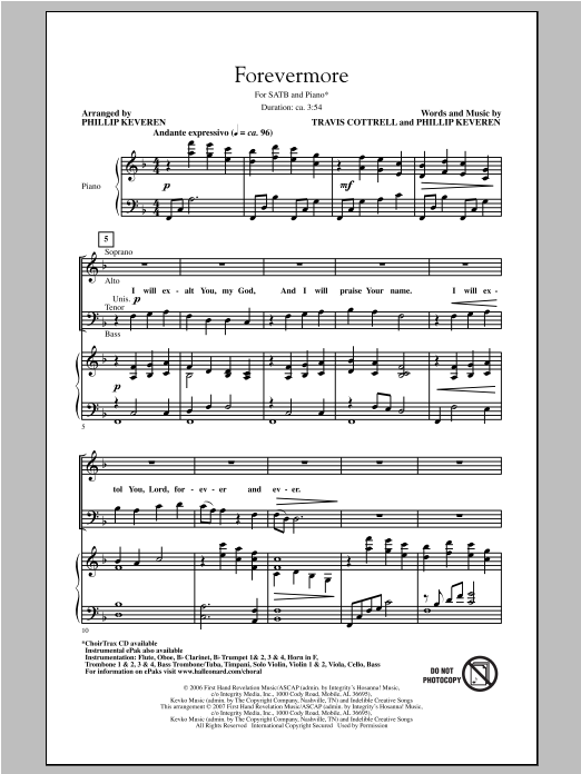 Travis Cottrell & Phillip Keveren Forevermore (arr. Phillip Keveren) sheet music notes and chords arranged for SATB Choir