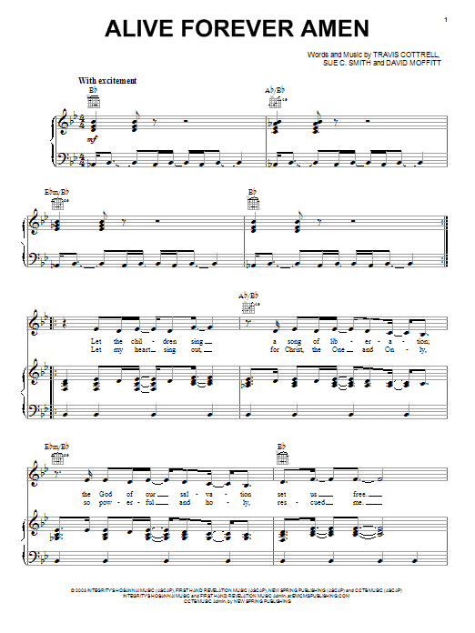 Travis Cottrell Alive Forever Amen sheet music notes and chords arranged for Easy Piano