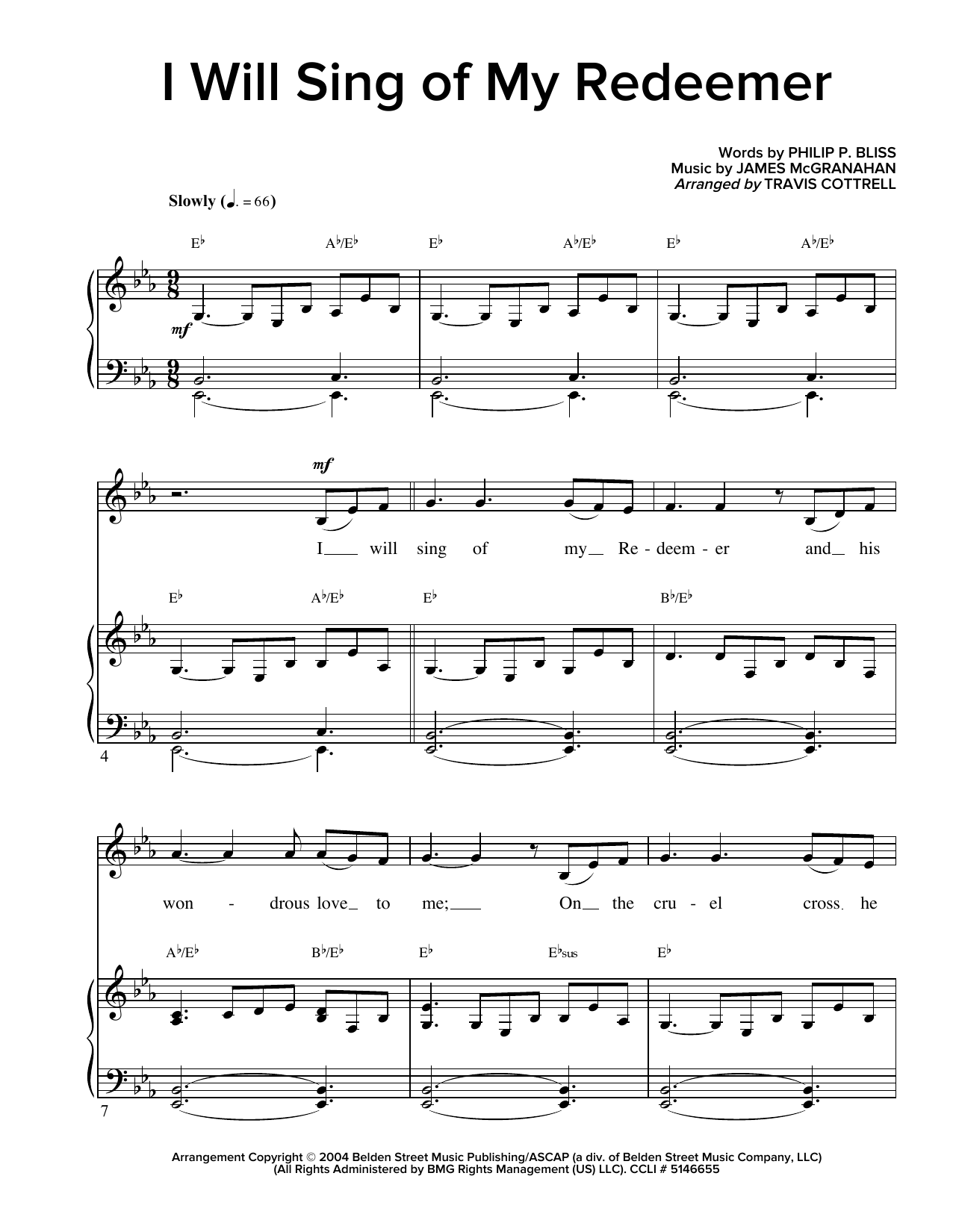 Travis Cottrell I Will Sing Of My Redeemer sheet music notes and chords arranged for SATB Choir