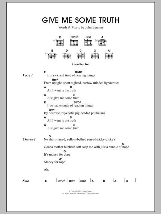 Travis Gimme Some Truth sheet music notes and chords arranged for Guitar Chords/Lyrics