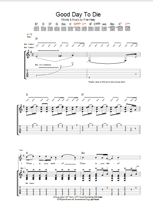 Travis Good Day To Die sheet music notes and chords arranged for Guitar Chords/Lyrics