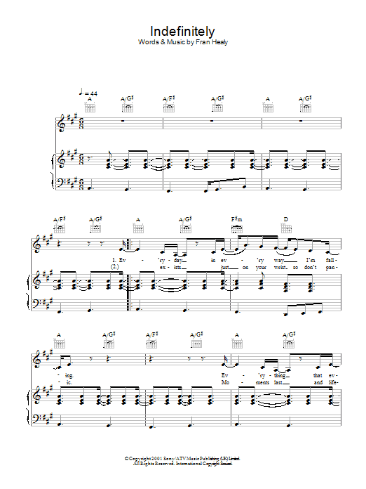 Travis Indefinitely sheet music notes and chords arranged for Guitar Tab