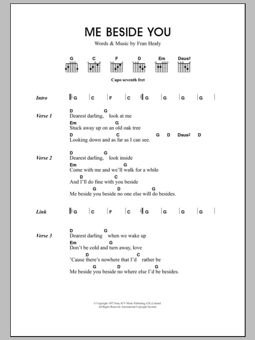 Travis Me Beside You sheet music notes and chords arranged for Guitar Chords/Lyrics