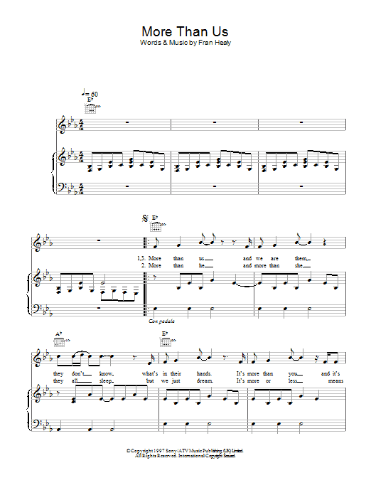 Travis More Than Us sheet music notes and chords arranged for Piano, Vocal & Guitar Chords