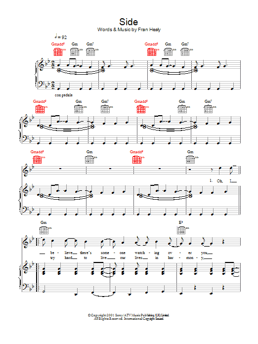 Travis Side sheet music notes and chords arranged for Piano, Vocal & Guitar Chords