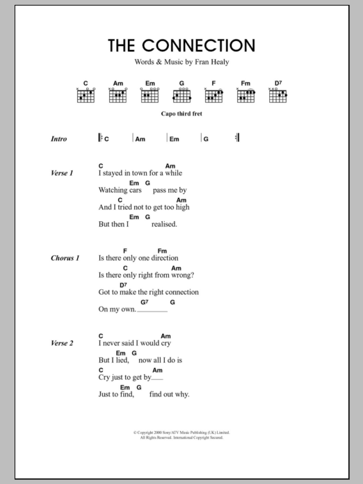 Travis The Connection sheet music notes and chords arranged for Guitar Chords/Lyrics