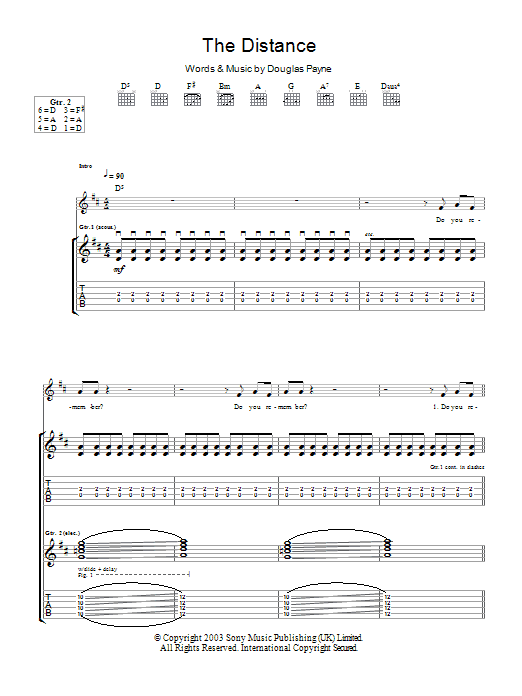 Travis The Distance sheet music notes and chords arranged for Guitar Tab