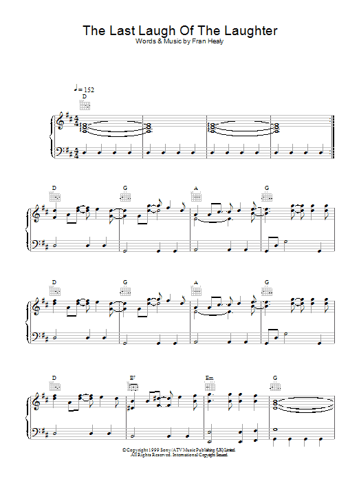 Travis The Last Laugh Of The Laughter sheet music notes and chords arranged for Piano, Vocal & Guitar Chords