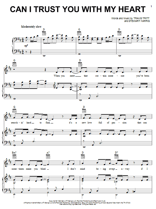 Travis Tritt Can I Trust You With My Heart sheet music notes and chords arranged for Easy Guitar