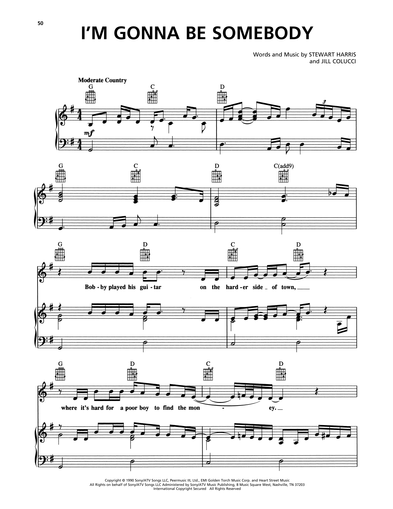 Travis Tritt I'm Gonna Be Somebody sheet music notes and chords arranged for Piano, Vocal & Guitar Chords (Right-Hand Melody)