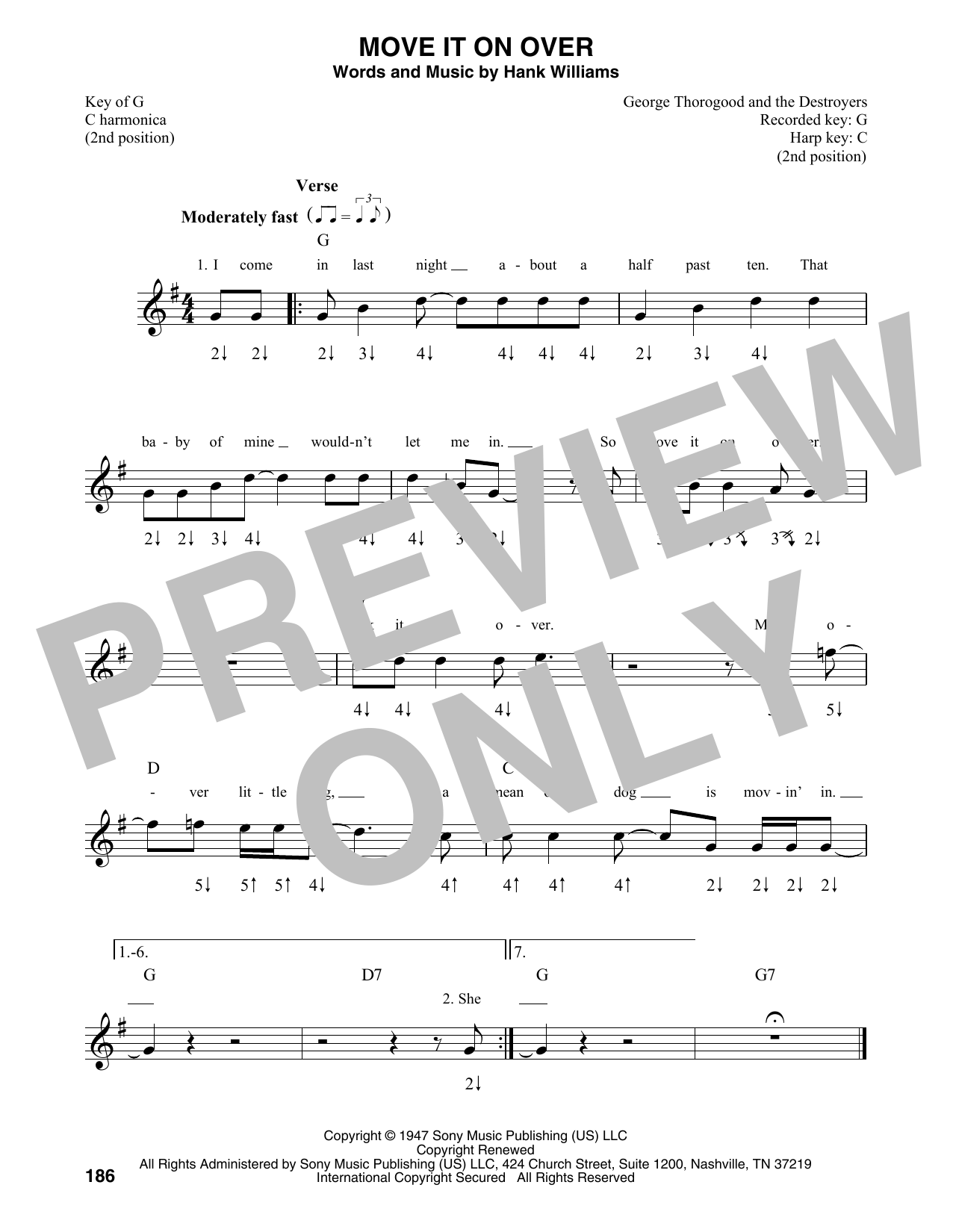 Travis Tritt with George Thorogood Move It On Over (from King Of The Hill) sheet music notes and chords arranged for Harmonica