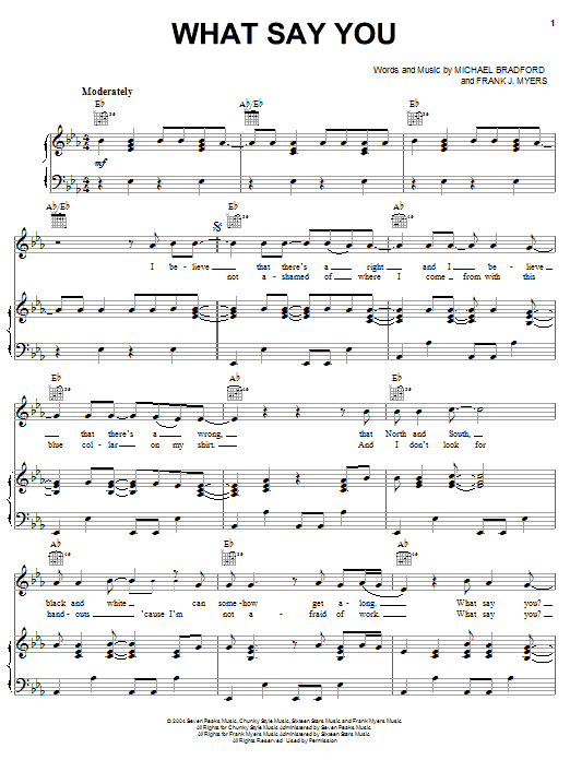 Travis Tritt with John Mellencamp What Say You sheet music notes and chords arranged for Piano, Vocal & Guitar Chords (Right-Hand Melody)