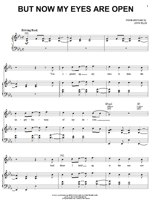 Tree63 But Now My Eyes Are Open sheet music notes and chords arranged for Piano, Vocal & Guitar Chords (Right-Hand Melody)