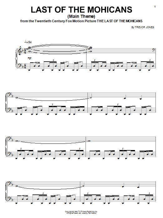 Trevor Jones Last Of The Mohicans (Main Theme) sheet music notes and chords arranged for Solo Guitar