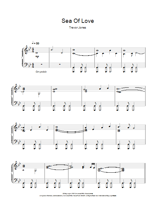 Trevor Jones Sea Of Love (Fear And Passion) sheet music notes and chords arranged for Piano Solo