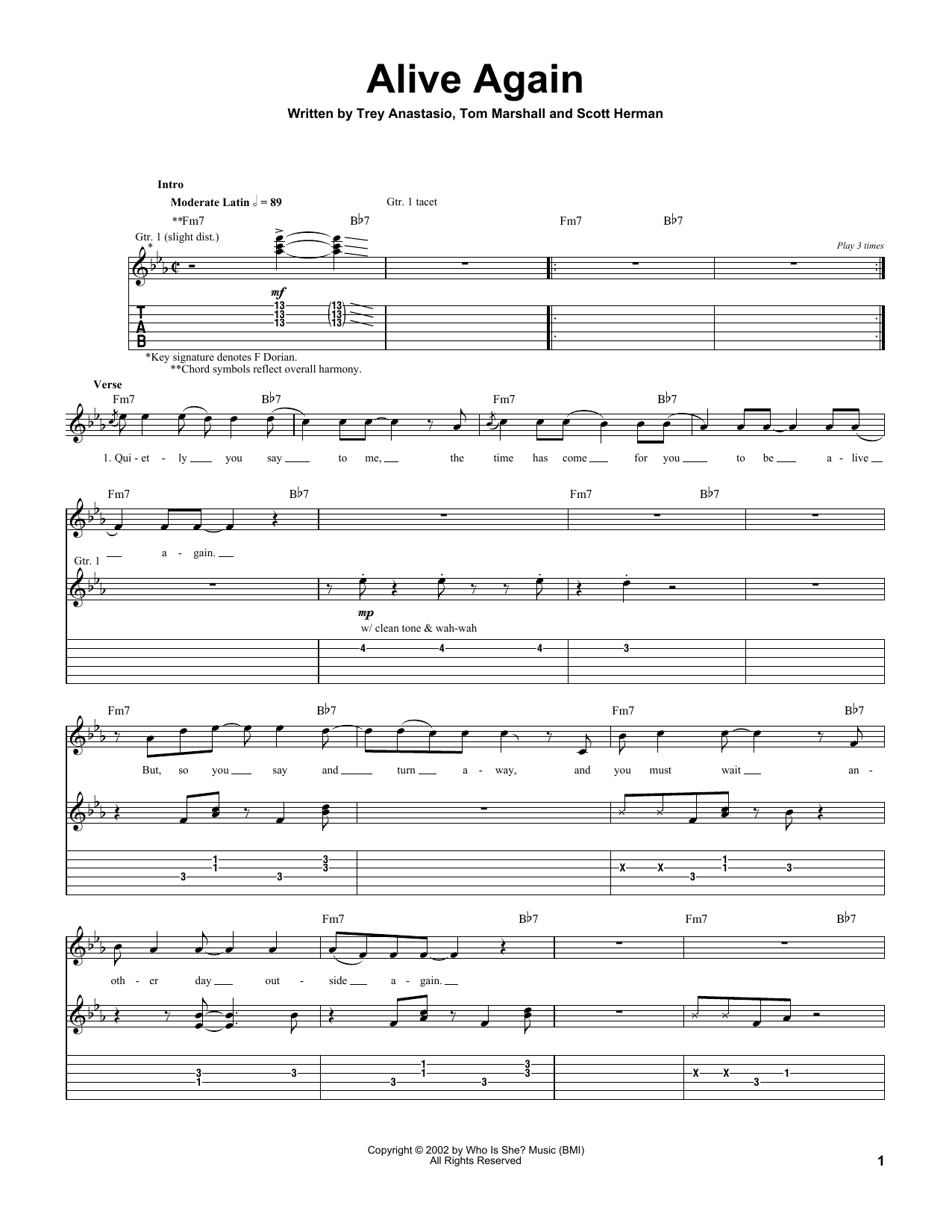 Trey Anastasio Alive Again sheet music notes and chords arranged for Guitar Tab