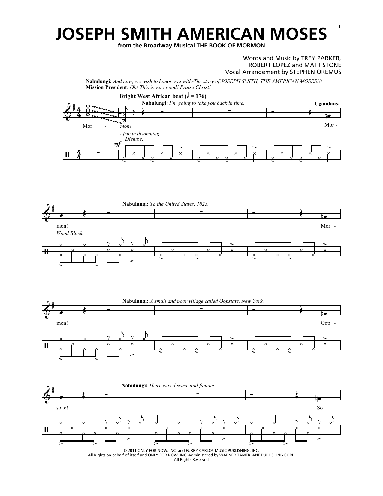 Trey Parker & Matt Stone Joseph Smith American Moses sheet music notes and chords arranged for Piano & Vocal