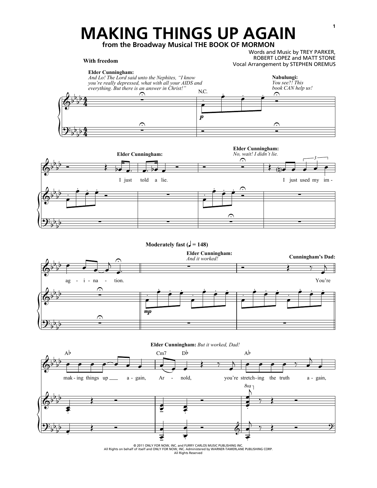 Trey Parker & Matt Stone Making Things Up Again sheet music notes and chords arranged for Piano & Vocal