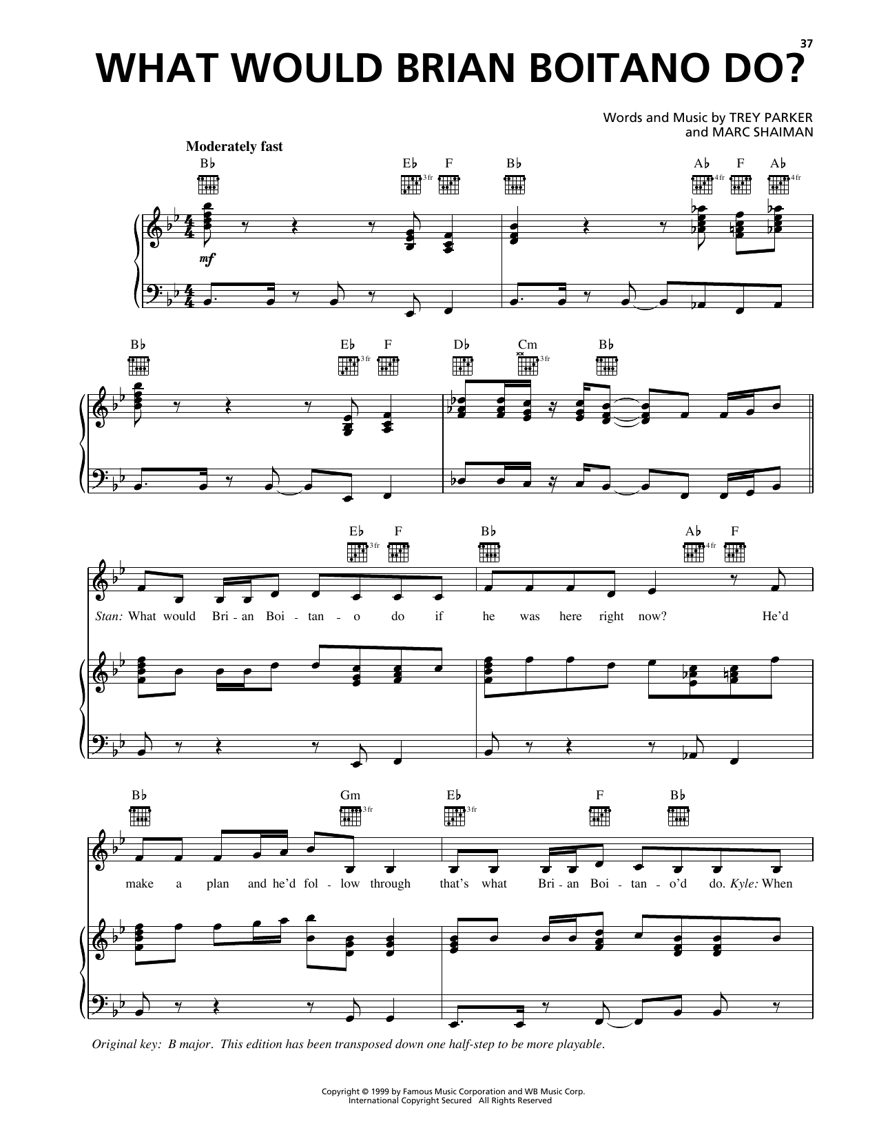 Trey Parker What Would Brian Boitano Do? (from South Park) sheet music notes and chords arranged for Piano, Vocal & Guitar Chords (Right-Hand Melody)