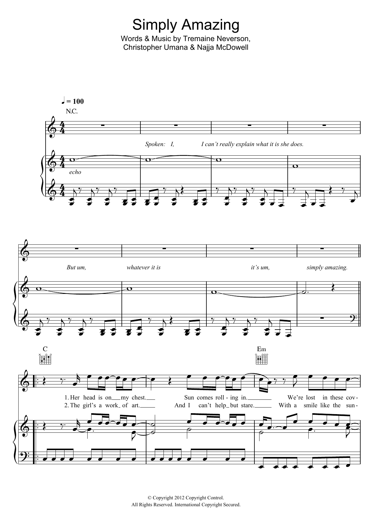 Trey Songz Simply Amazing sheet music notes and chords arranged for Piano, Vocal & Guitar Chords