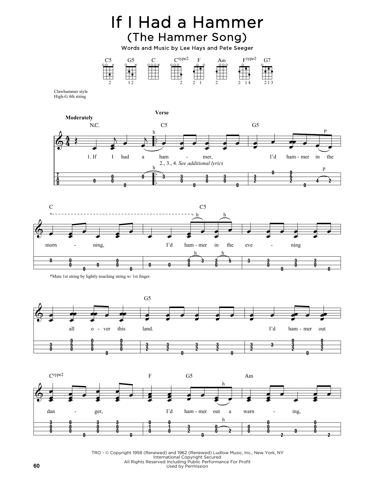 Trini Lopez If I Had A Hammer (The Hammer Song) (arr. Jim Schustedt) sheet music notes and chords arranged for Ukulele