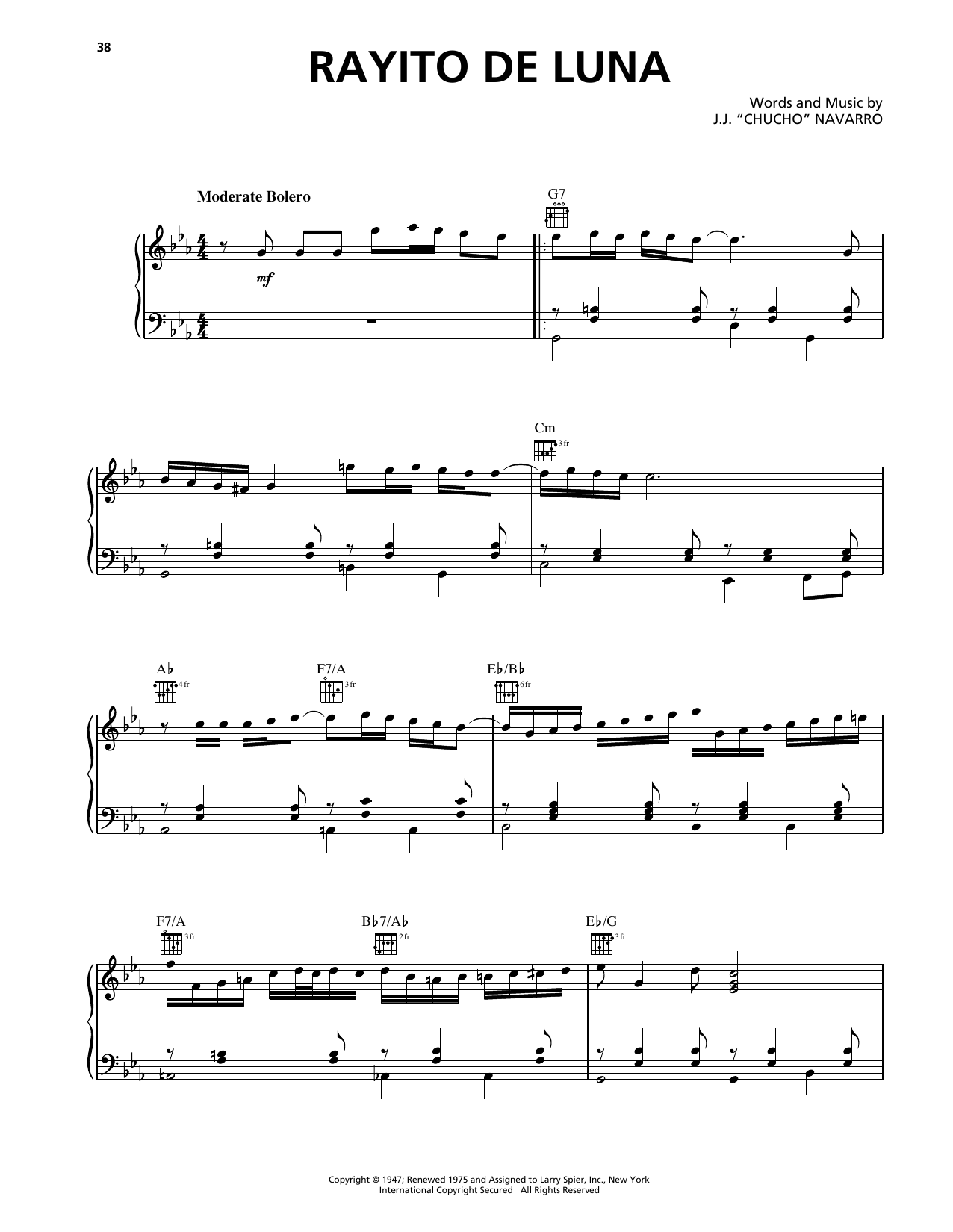 Trio Los Panchos Raytito De Luna sheet music notes and chords arranged for Piano, Vocal & Guitar Chords (Right-Hand Melody)
