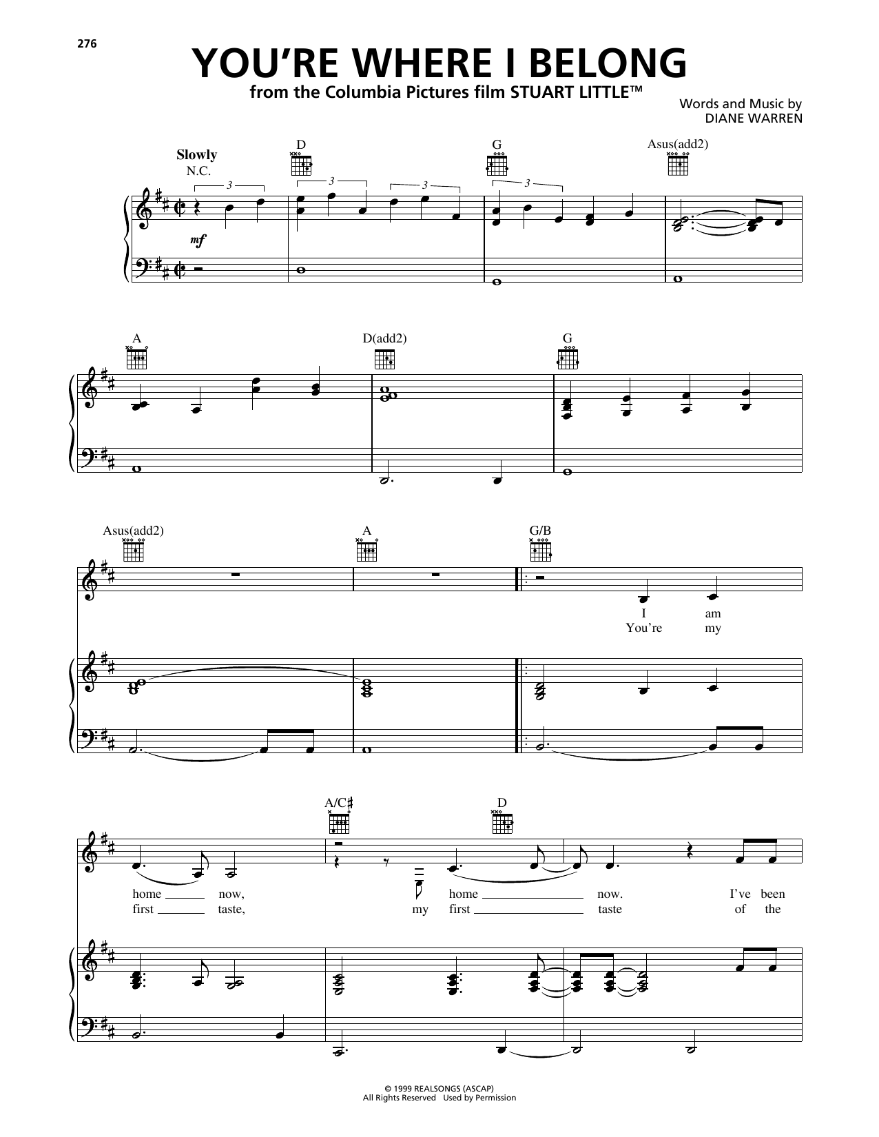 Trisha Yearwood You're Where I Belong sheet music notes and chords arranged for Piano, Vocal & Guitar Chords (Right-Hand Melody)