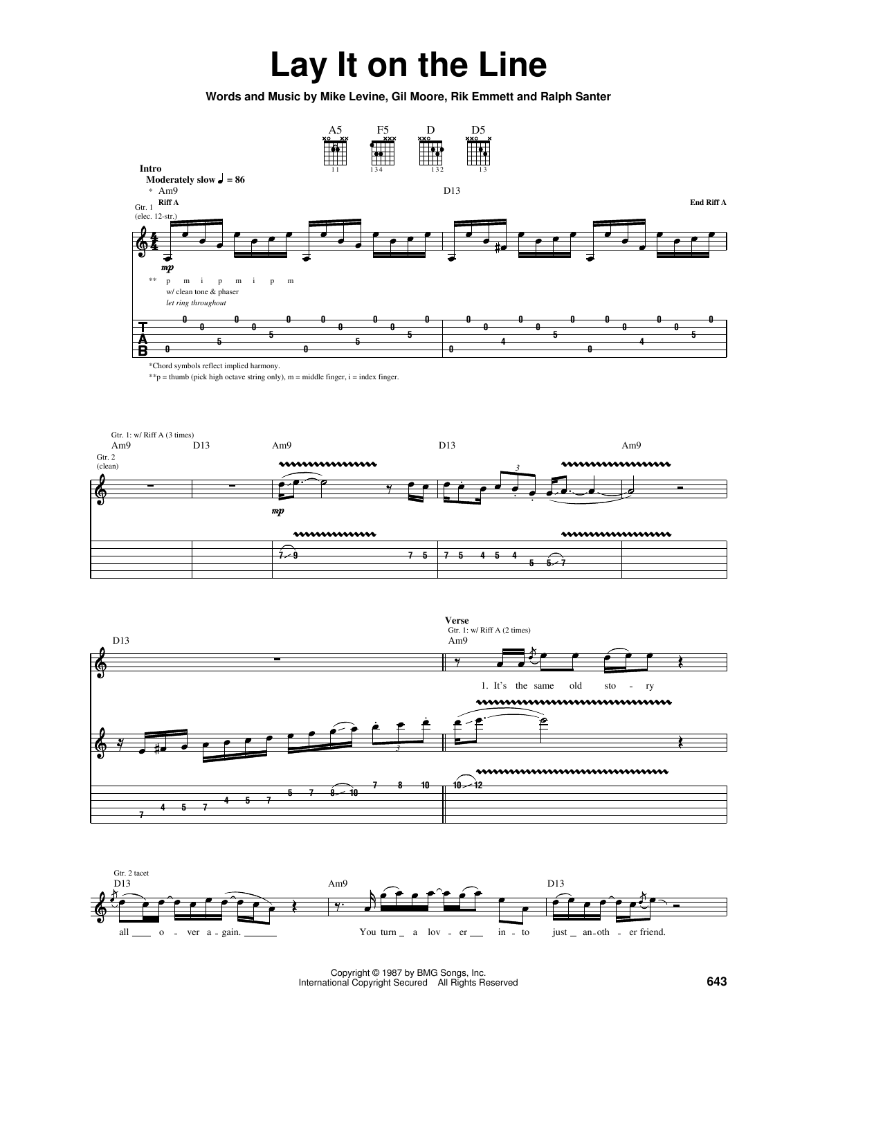 Triumph Lay It On The Line sheet music notes and chords arranged for Guitar Tab