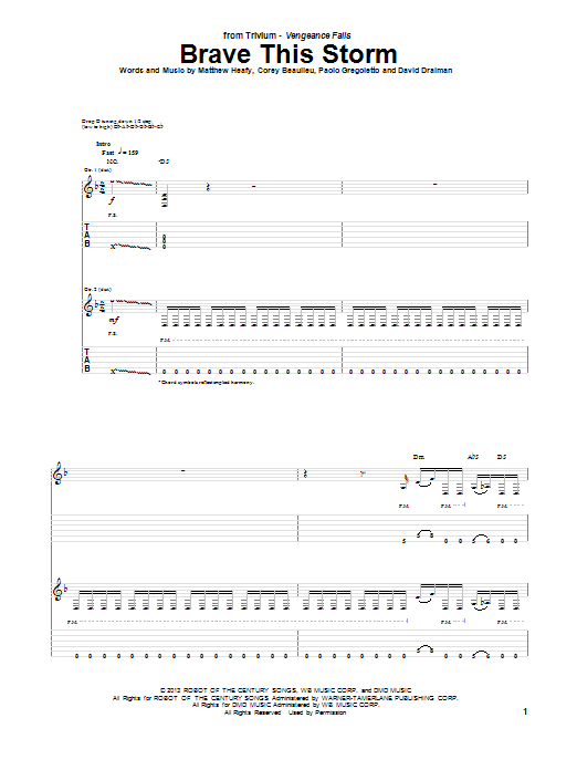 Trivium Brave This Storm sheet music notes and chords arranged for Guitar Tab